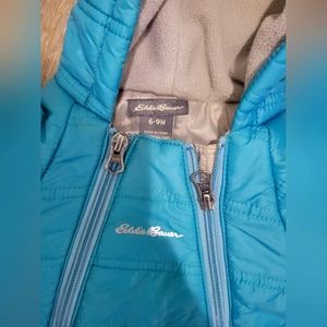 NEW ❄Eddie Bauer Car Seat-Friend Baby Bunting Puffer Jacket Hood Size 6-9 Months